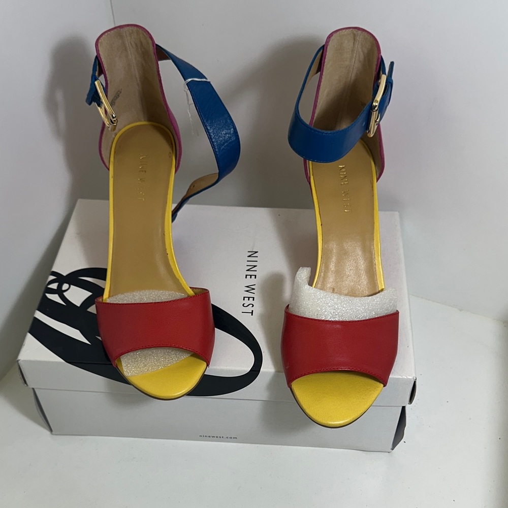 Nine West Red, Blue, and Yellow Heels